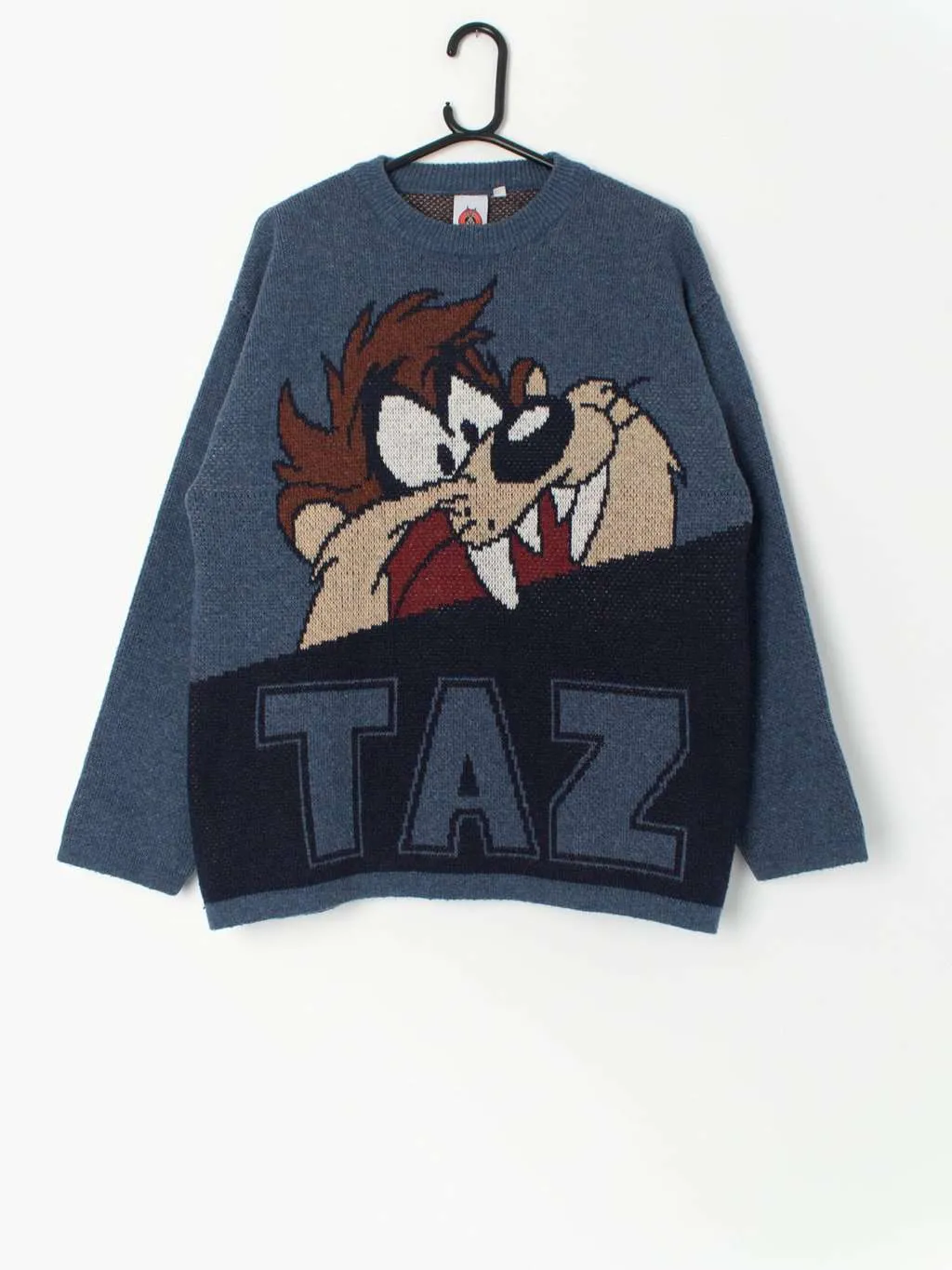 90s Looney Tunes Taz ski jumper in blue tones – Medium