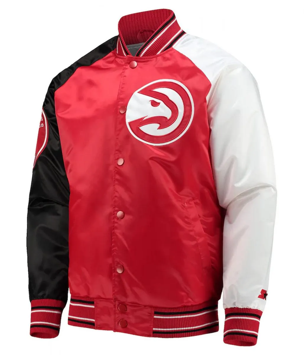 Atlanta Hawks Reliever Raglan Full-Snap Red/Black Jacket