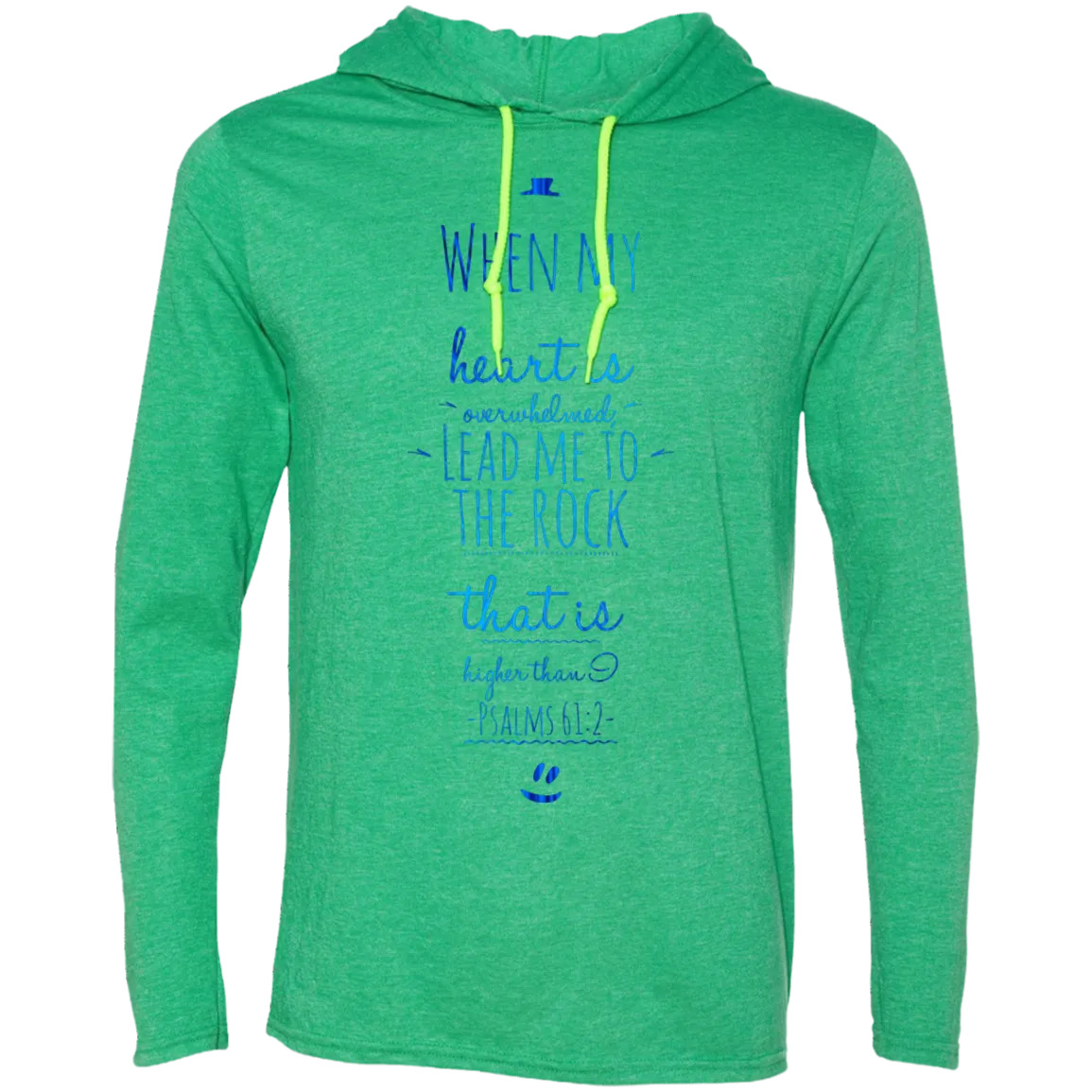 Bible Verse Men Long Sleeve T-Shirt Hoodie - Lead Me To The Rock That Is Higher Than I ~Psalm 61:2~ Design 3