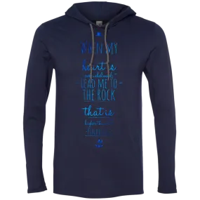 Bible Verse Men Long Sleeve T-Shirt Hoodie - Lead Me To The Rock That Is Higher Than I ~Psalm 61:2~ Design 3