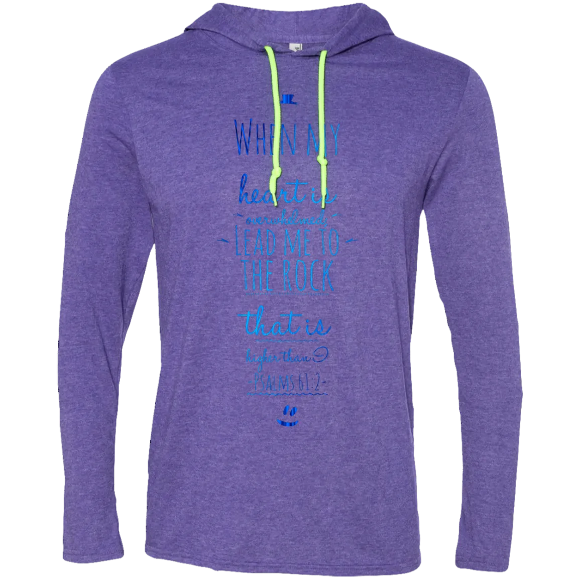 Bible Verse Men Long Sleeve T-Shirt Hoodie - Lead Me To The Rock That Is Higher Than I ~Psalm 61:2~ Design 3