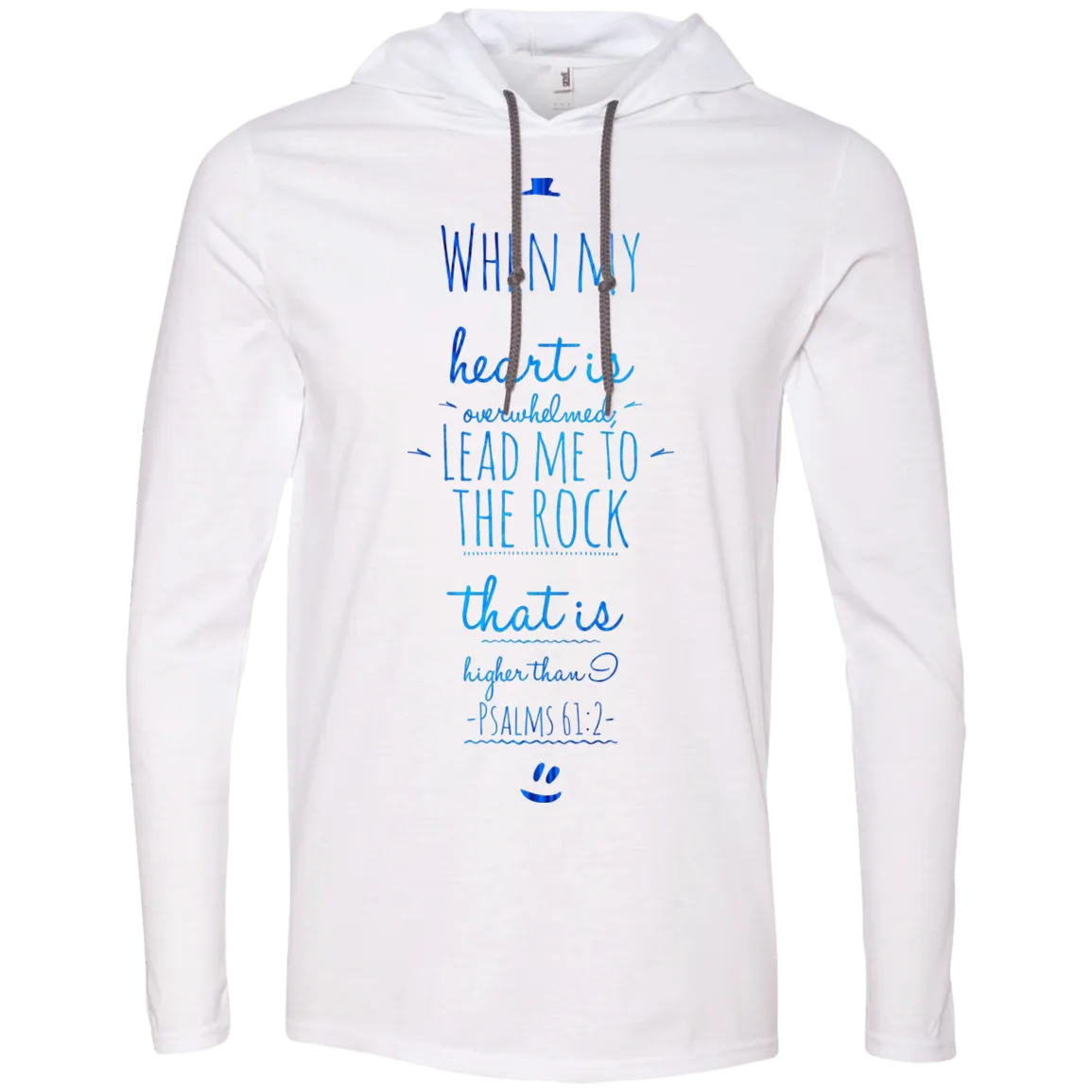 Bible Verse Men Long Sleeve T-Shirt Hoodie - Lead Me To The Rock That Is Higher Than I ~Psalm 61:2~ Design 3