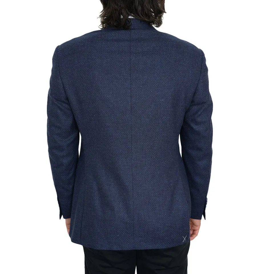 CANALI Pure Wool Micro Weave Contemporary Fit Blue Jacket | Menswear Online