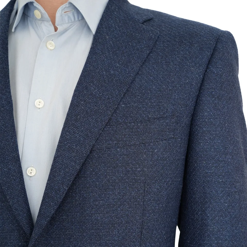 CANALI Pure Wool Micro Weave Contemporary Fit Blue Jacket | Menswear Online