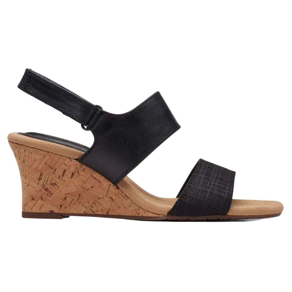 Clarks Kyarra Faye Black Leather Sandal (Women's)