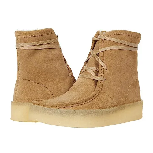 Clarks Women's Wallabee Cup Hi Boot Light Tan Suede