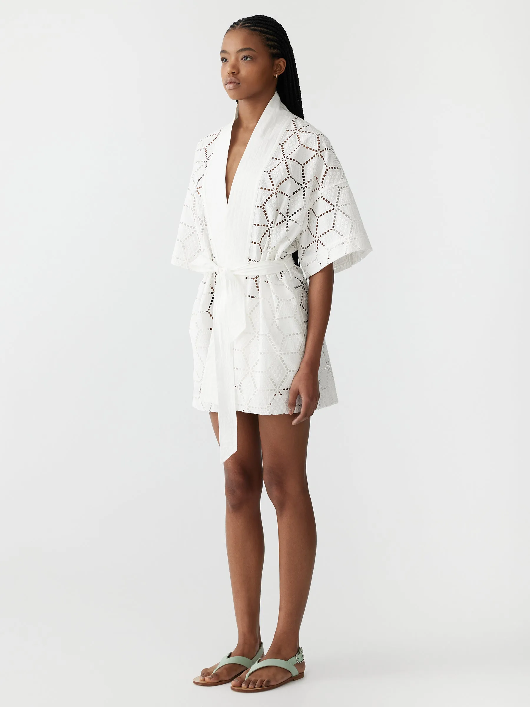 cotton lace wrap dress