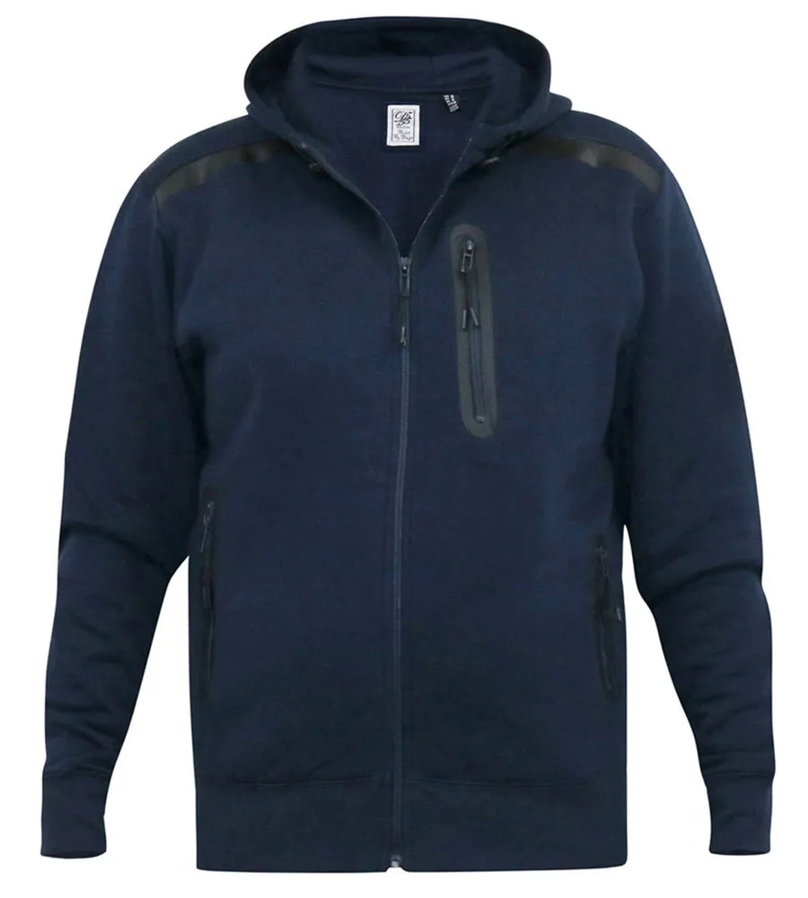 D555 Mens Navy Couture Hoodie With Reversed Zips (GABRIEL)