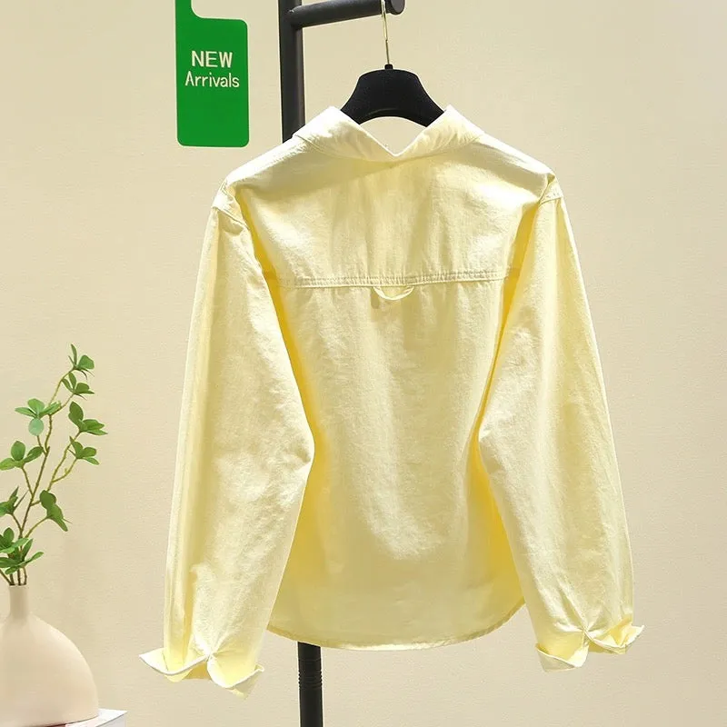 Design niche yellow shirt women's jacket 2024 spring and autumn new Korean style loose casual shirt chic top