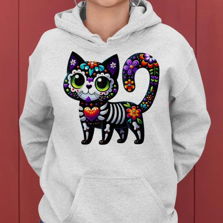 Dia De Los Muertos Cinco De Mayo Cat Sugar Skull Women Women Hoodie