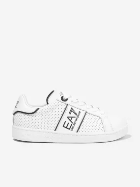 EA7 Emporio Armani Kids Leather Classic Performance Trainers in White