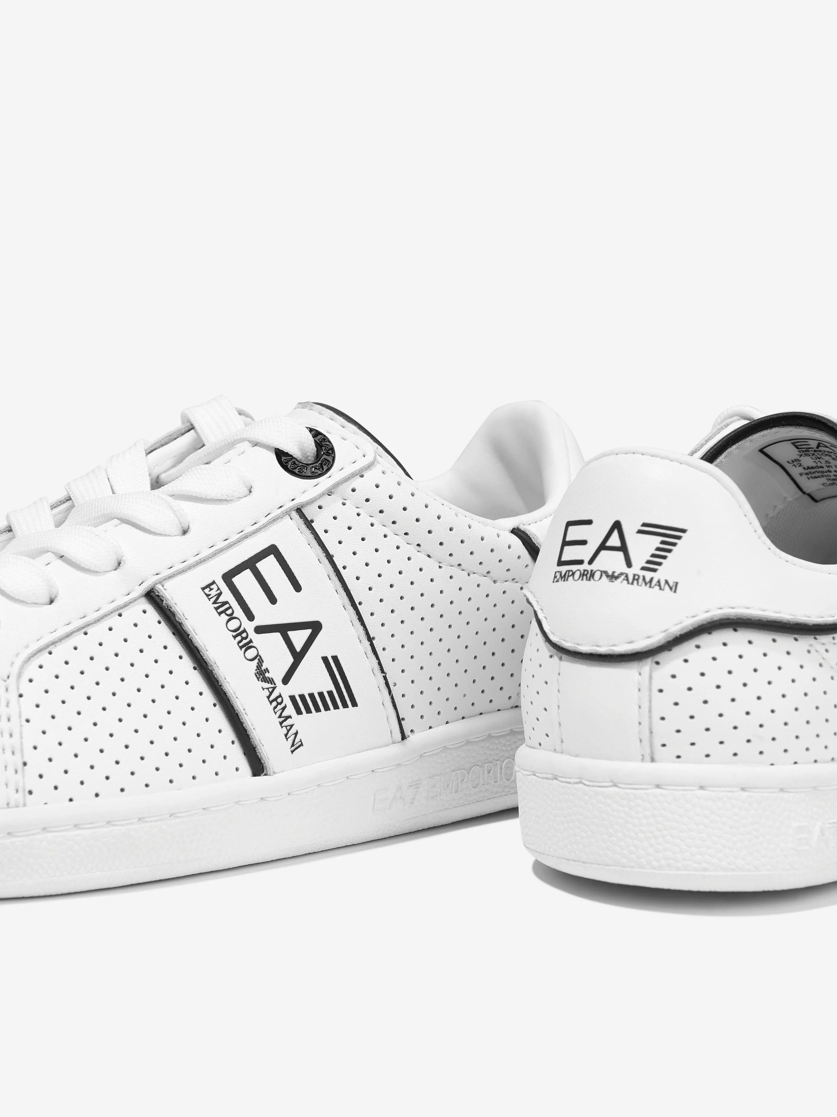 EA7 Emporio Armani Kids Leather Classic Performance Trainers in White