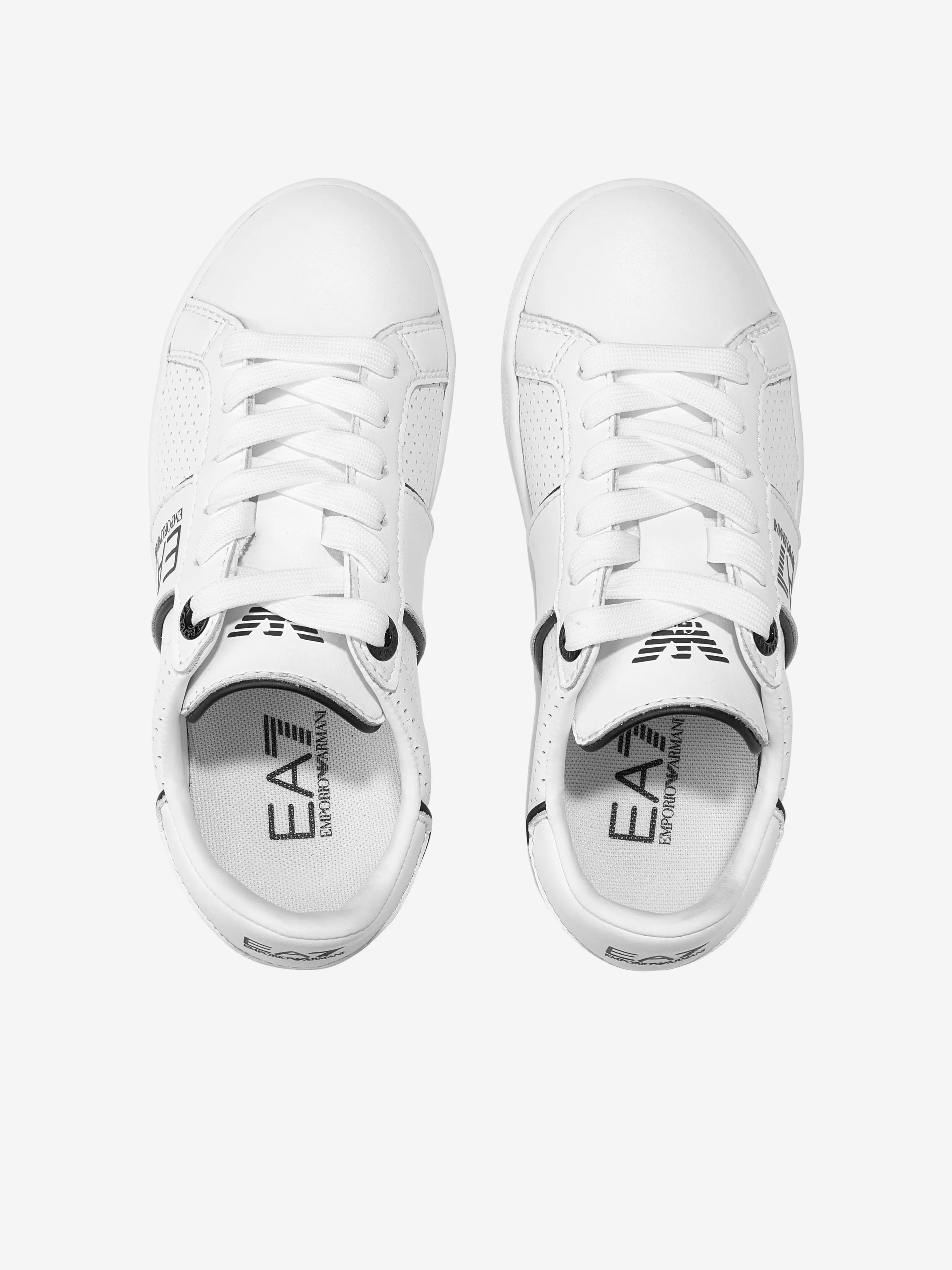 EA7 Emporio Armani Kids Leather Classic Performance Trainers in White