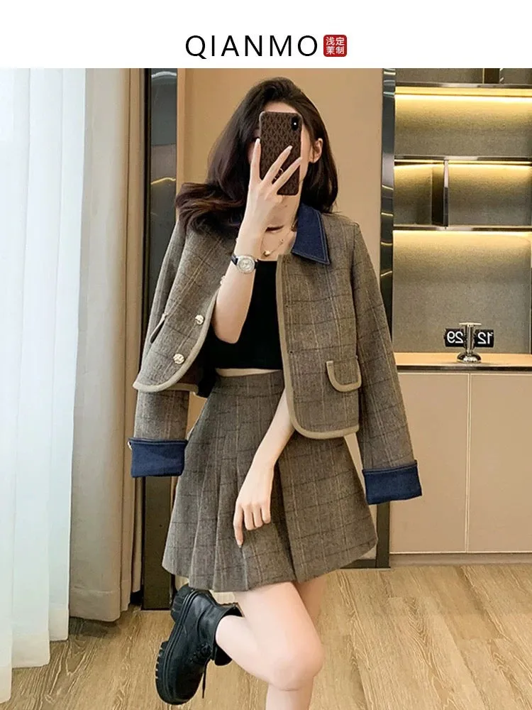 Early autumn Maillard outfit small fragrance suit 2023 small dress autumn fashion jacket autumn and winter women's two-piece set