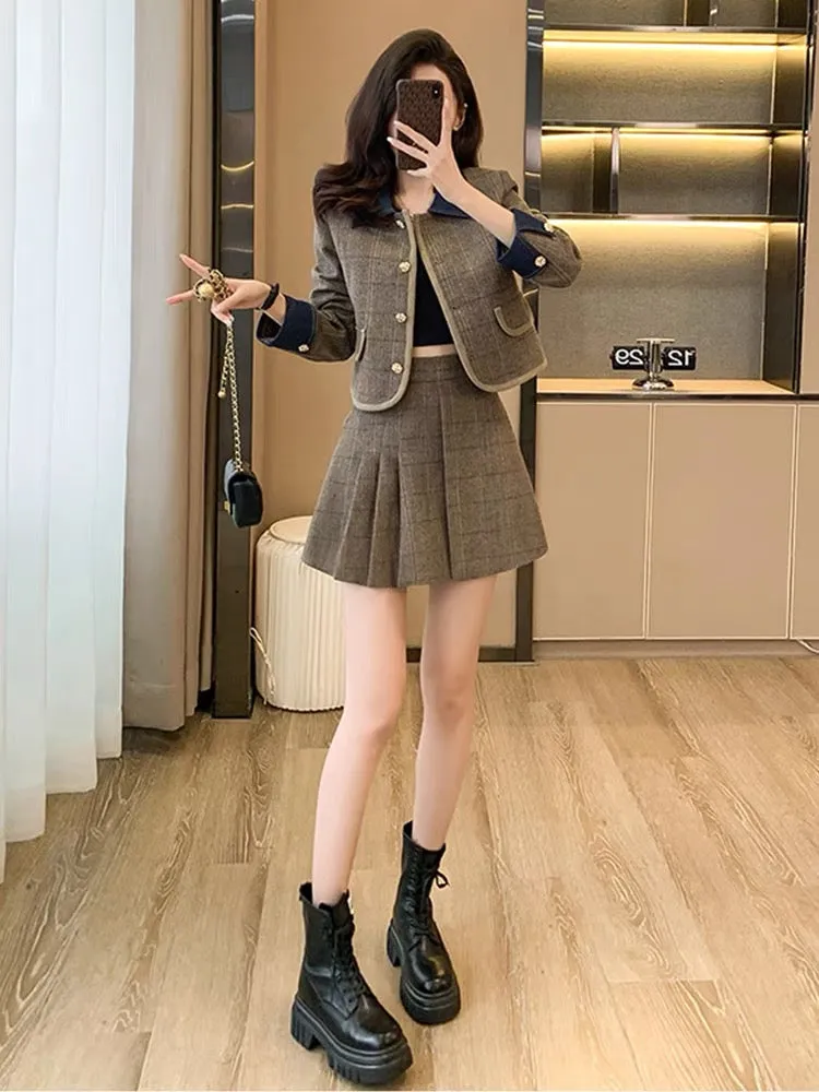 Early autumn Maillard outfit small fragrance suit 2023 small dress autumn fashion jacket autumn and winter women's two-piece set