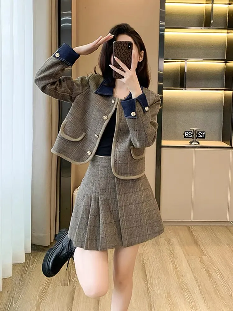 Early autumn Maillard outfit small fragrance suit 2023 small dress autumn fashion jacket autumn and winter women's two-piece set