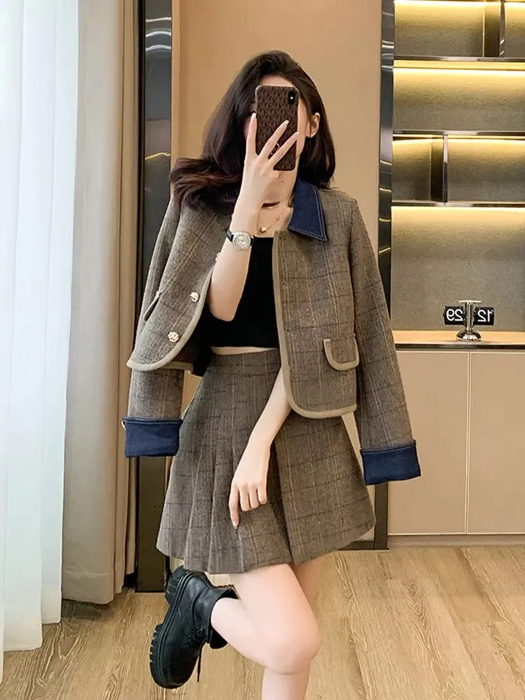 Early autumn Maillard outfit small fragrance suit 2023 small dress autumn fashion jacket autumn and winter women's two-piece set