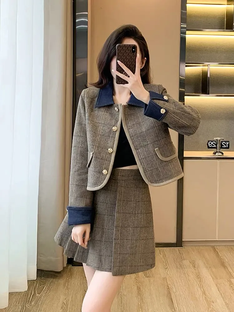 Early autumn Maillard outfit small fragrance suit 2023 small dress autumn fashion jacket autumn and winter women's two-piece set