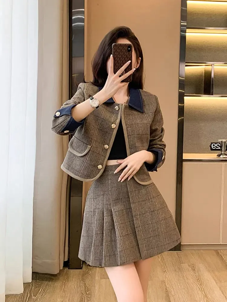 Early autumn Maillard outfit small fragrance suit 2023 small dress autumn fashion jacket autumn and winter women's two-piece set