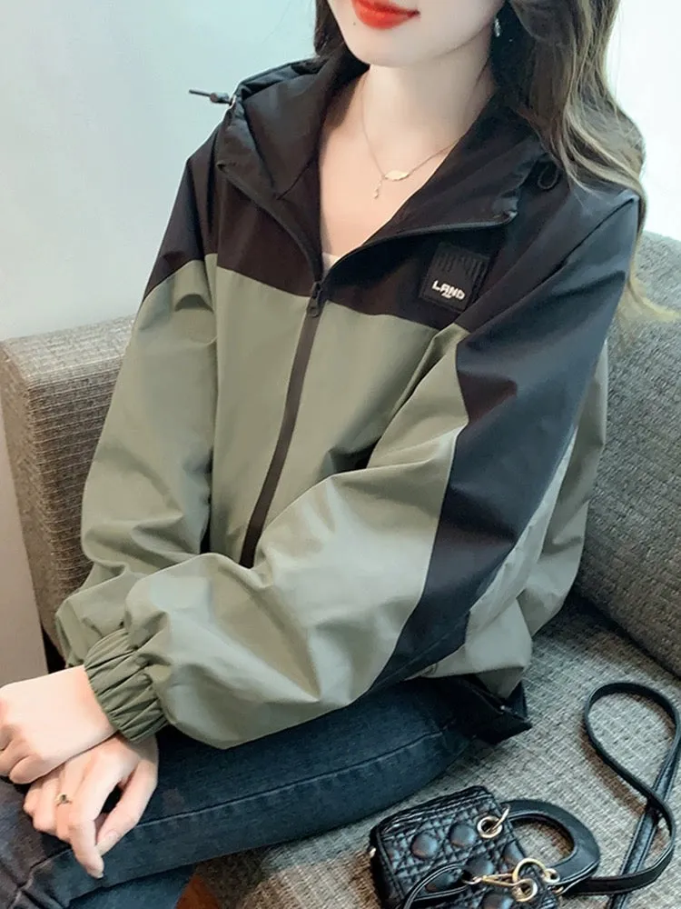 Fashionable contrasting color splicing jacket jacket for women spring 2024 new spring and autumn loose temperament short jacket 