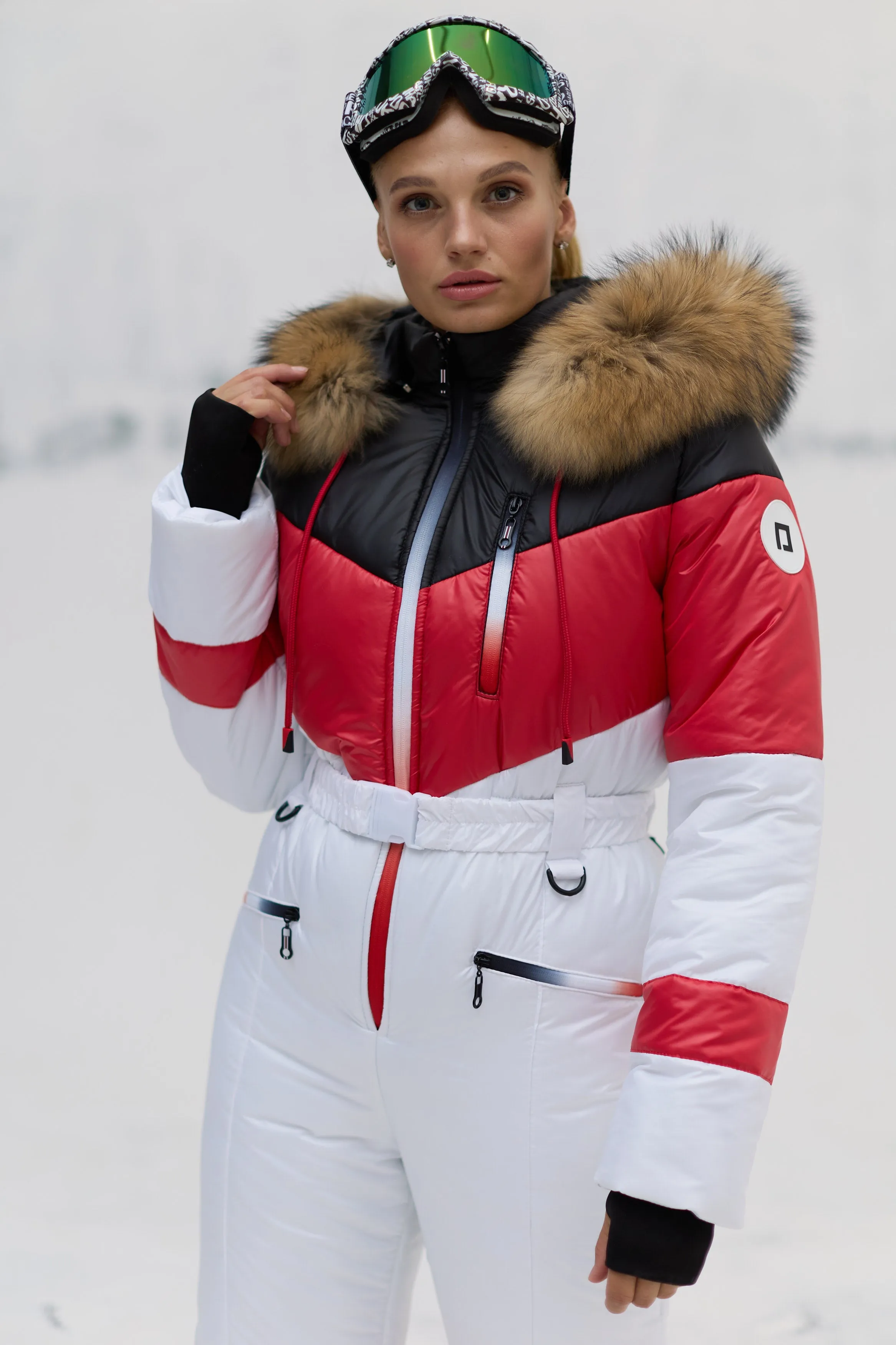 Genuine Fur Trim Ski Suit