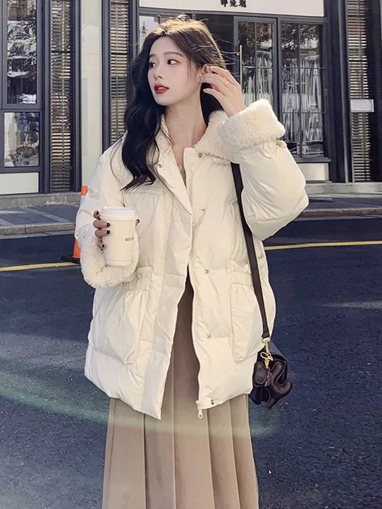 GOBLINS MOGU 2022 new popular white cotton jacket, high-end, loose, warm, comfortable and versatile jacket