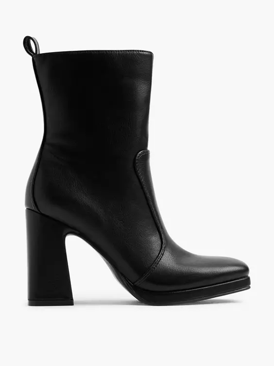 Graceland  Black Fine Platform Heeled Ankle Boot