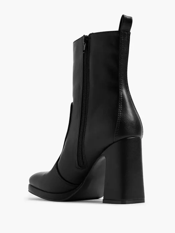 Graceland  Black Fine Platform Heeled Ankle Boot