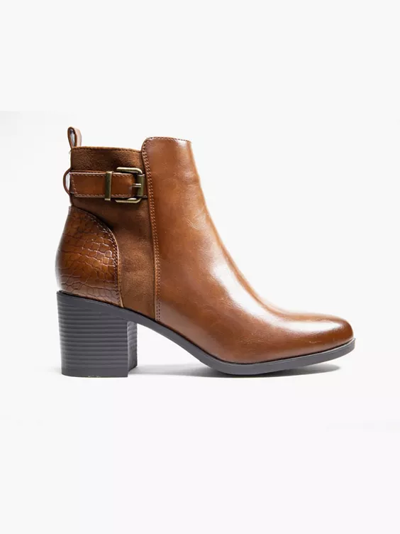 Graceland  Brown Panelled Ankle Boot with Buckle Detailing