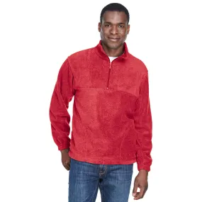 Harriton M980 Adult 8 oz. 1/4-Zip Fleece Pullover - Red