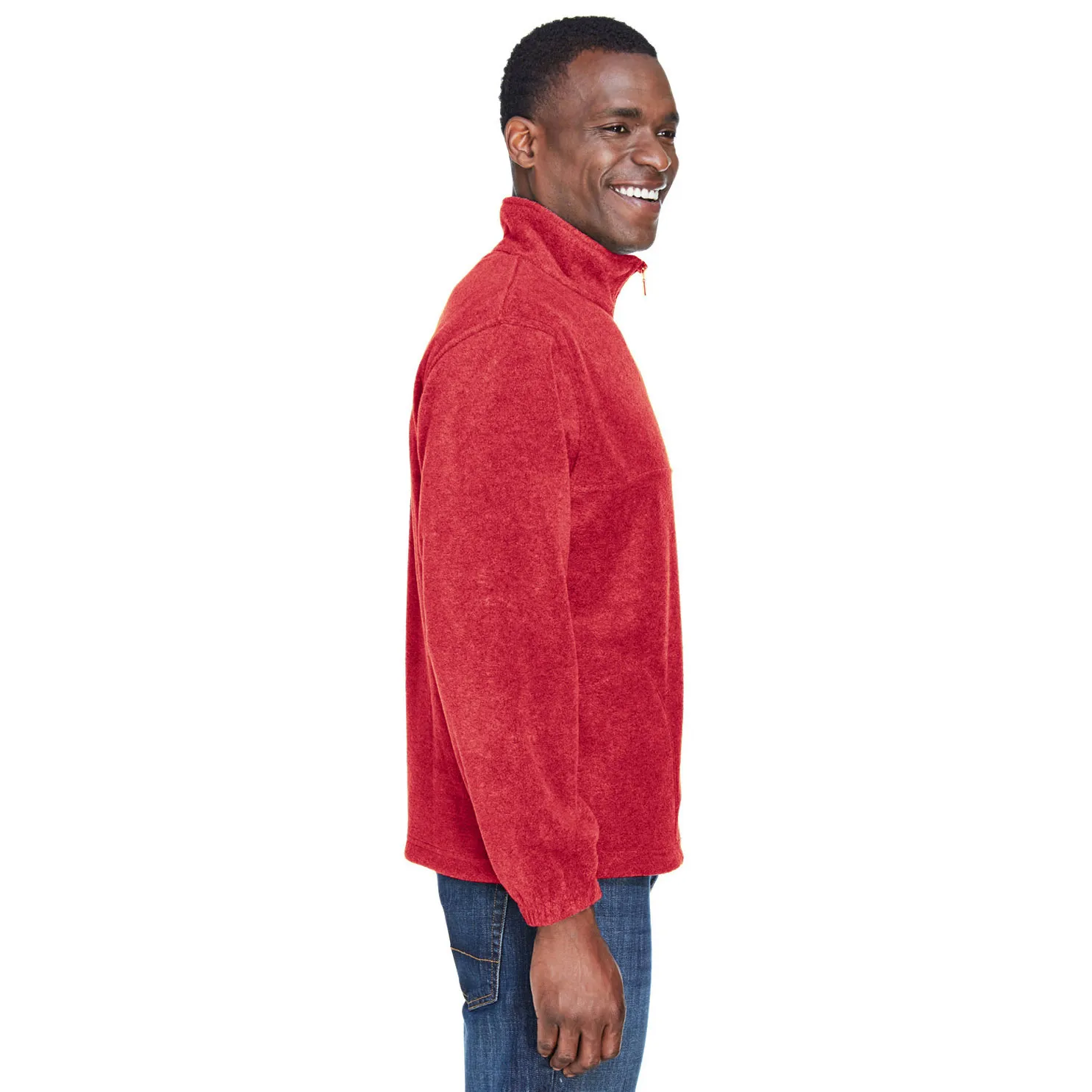 Harriton M980 Adult 8 oz. 1/4-Zip Fleece Pullover - Red