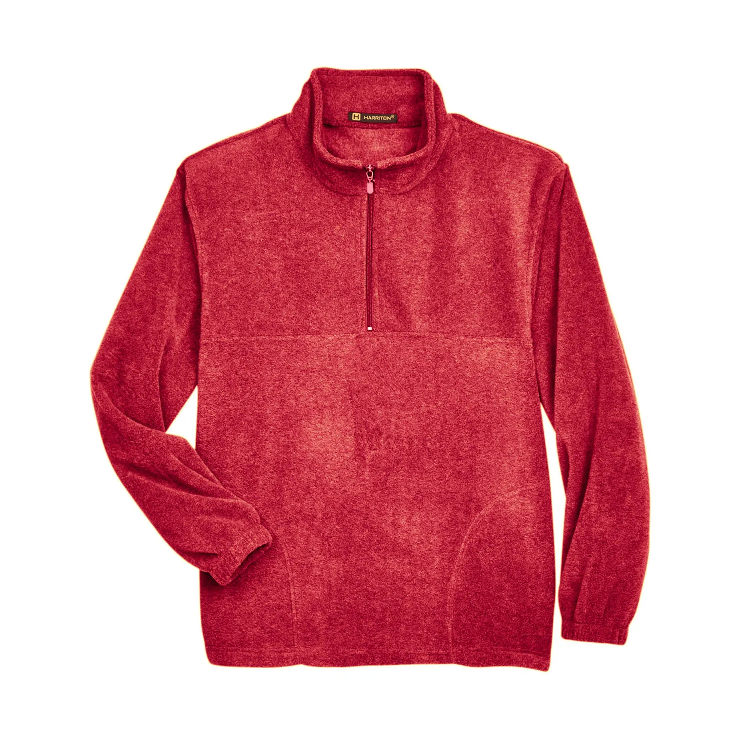 Harriton M980 Adult 8 oz. 1/4-Zip Fleece Pullover - Red