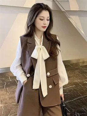 High-end sister goddess style professional suit jacket wide-leg shorts two-piece suit for women 2023 spring and autumn new style