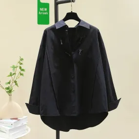 High-grade buttoned black shirt women's jacket 2024 spring and autumn new Korean version loose slim shirt chic top