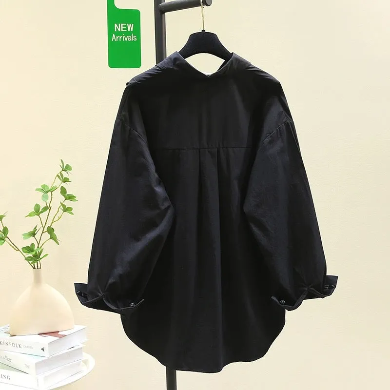 High-grade buttoned black shirt women's jacket 2024 spring and autumn new Korean version loose slim shirt chic top