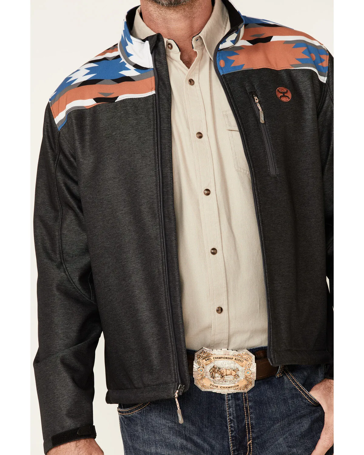 Hooey Men's Southwestern Print Zip-Front Softshell Jacket