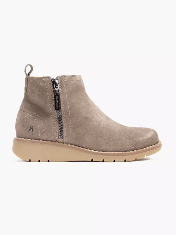 Hush Puppies  Taupe Suede Zip Detail Ankle Boot