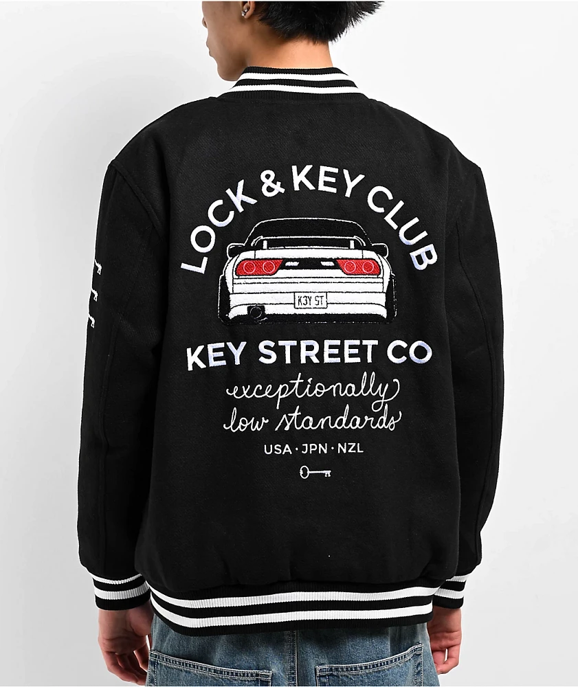 Key Street Lock And Key Black Varsity Jacket