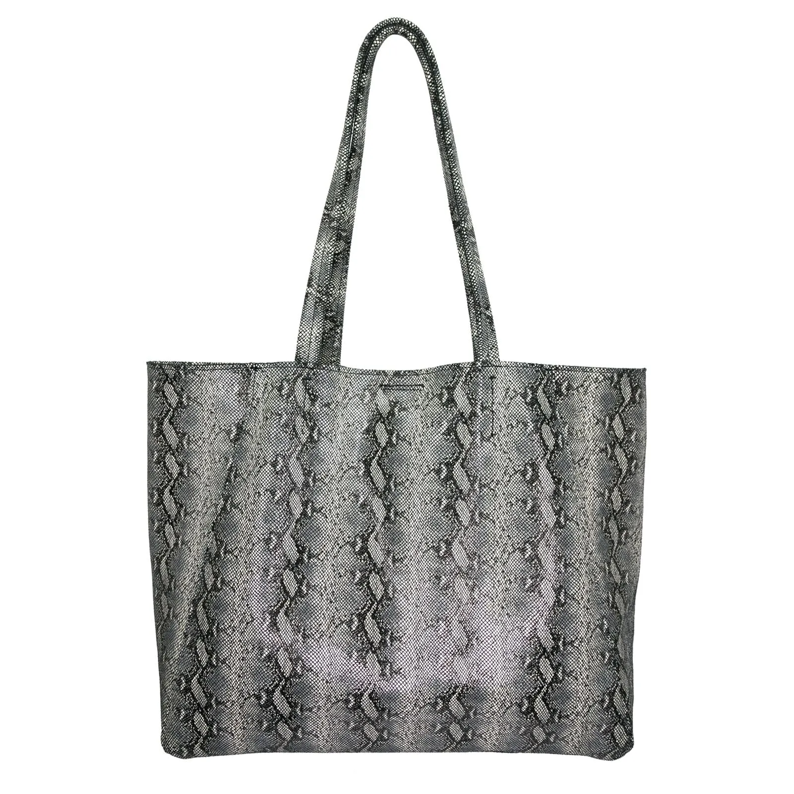 Lucian Medium Tote - Black Embossed Snake Print