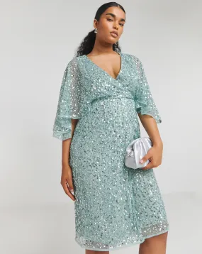 Maya Deluxe Fully Embellished Faux Wrap Midi Dress | Simply Be