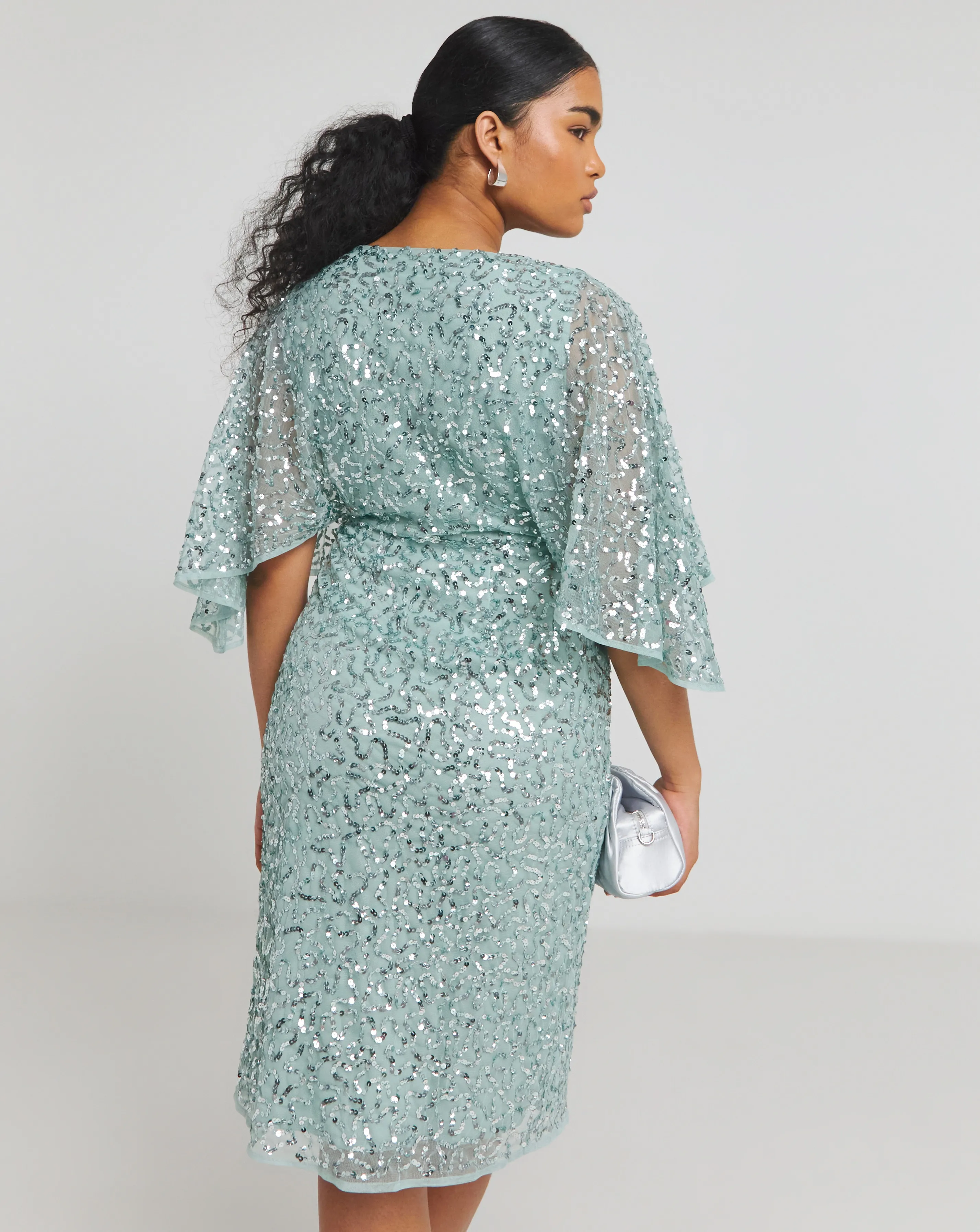 Maya Deluxe Fully Embellished Faux Wrap Midi Dress | Simply Be