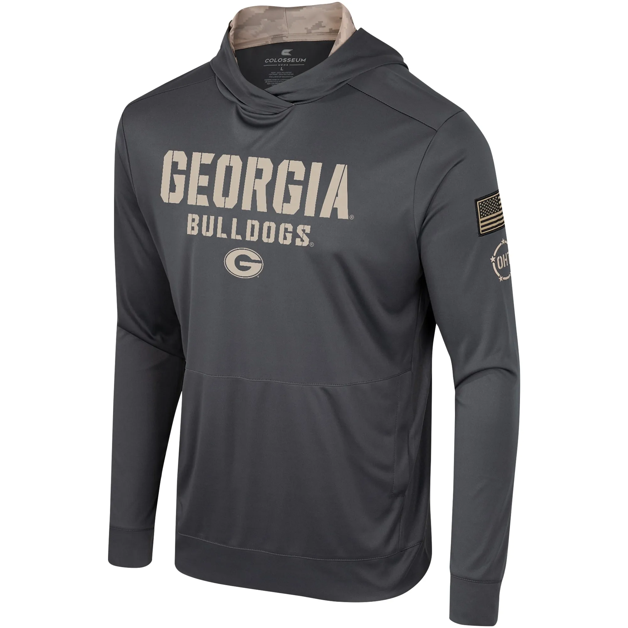 Men's Colosseum Charcoal Georgia Bulldogs OHT Military Appreciation Long Sleeve Hoodie T-Shirt