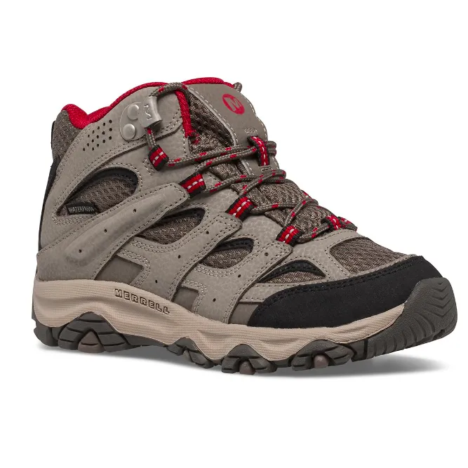 Merrell Big Kid’s Moab 3 Mid Waterproof Boot Boulder/Red