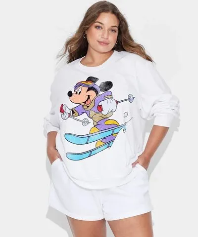 Mickey Mouse Women's Vintage Mickey Ski Graphic Sweatshirt