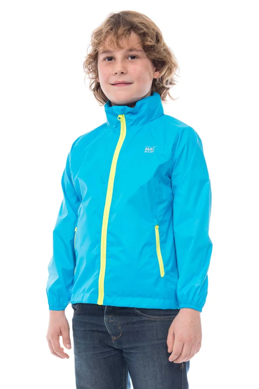 Mini Mac In A Sac Neon Blue Youth Waterproof Jacket