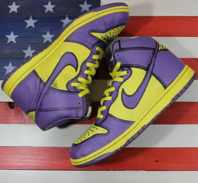 Nike Dunk High 1 Piece Premium Purple Yellow Vintage 200...