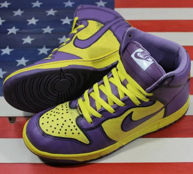 Nike Dunk High 1 Piece Premium Purple Yellow Vintage 200...