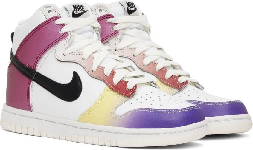 Nike White & Purple Dunk High Sneakers