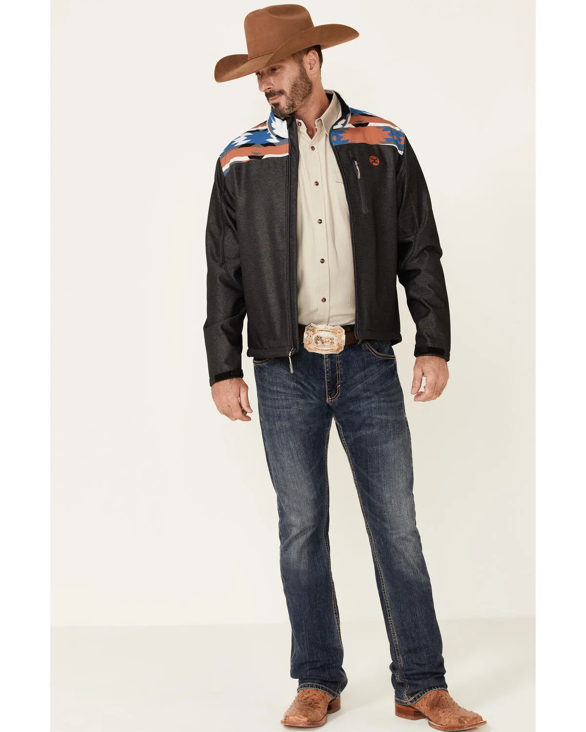 Product Name:  Hooey Men's Southwestern Print Zip-Front Softshell Jacket