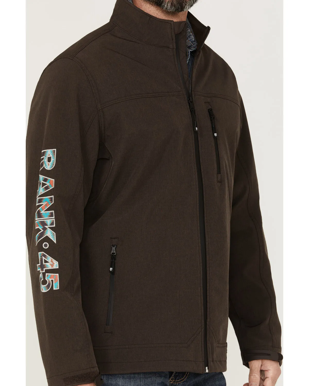 RANK 45® Men's Rodeo Southwestern Logo Sleeve Zip-Front Softshell Jacket